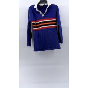 RED BAY RUGGERS BY BERKLEY Men's Vintage Royal Blue-Red Striped Polo Shirt SZ L